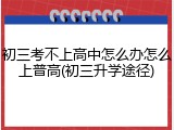 初三考不上高中怎么办怎么上普高(初三升学途径)