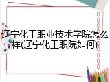 辽宁化工职业技术学院怎么样(辽宁化工职院如何)