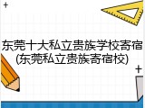 东莞十大私立贵族学校寄宿(东莞私立贵族寄宿校)