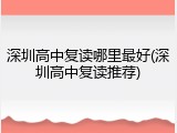 深圳高中复读哪里最好(深圳高中复读推荐)