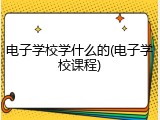 电子学校学什么的(电子学校课程)