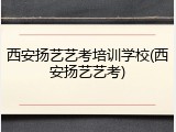 西安扬艺艺考培训学校(西安扬艺艺考)