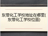 东营化工学校地址在哪里(东营化工学校位置)