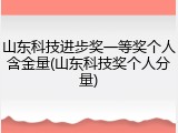 山东科技进步奖一等奖个人含金量(山东科技奖个人分量)