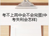 考不上高中会不会完蛋(中考失利会怎样)