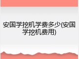 安国学挖机学费多少(安国学挖机费用)