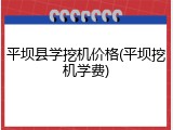 平坝县学挖机价格(平坝挖机学费)