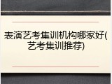 表演艺考集训机构哪家好(艺考集训推荐)