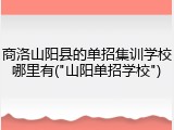 商洛山阳县的单招集训学校哪里有("山阳单招学校")