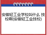 安徽轻工业学校叫什么 技校啊(安徽轻工业技校)