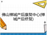 佛山禅城产后康复中心(禅城产后修复)