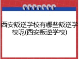 西安叛逆学校有哪些叛逆学校呢(西安叛逆学校)