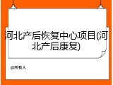 河北产后恢复中心项目(河北产后康复)
