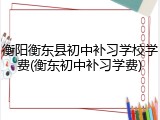 衡阳衡东县初中补习学校学费(衡东初中补习学费)