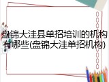 盘锦大洼县单招培训的机构有哪些(盘锦大洼单招机构)