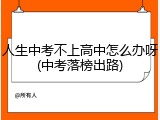 人生中考不上高中怎么办呀(中考落榜出路)