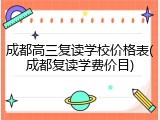 成都高三复读学校价格表(成都复读学费价目)