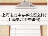 上海电力中专学校怎么样(上海电力中专如何)