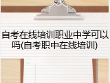 自考在线培训职业中学可以吗(自考职中在线培训)