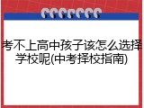 考不上高中孩子该怎么选择学校呢(中考择校指南)