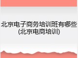 北京电子商务培训班有哪些(北京电商培训)