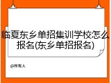 临夏东乡单招集训学校怎么报名(东乡单招报名)