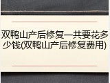 双鸭山产后修复一共要花多少钱(双鸭山产后修复费用)
