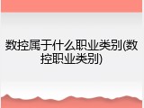 数控属于什么职业类别(数控职业类别)