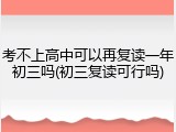 考不上高中可以再复读一年初三吗(初三复读可行吗)
