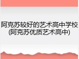阿克苏较好的艺术高中学校(阿克苏优质艺术高中)