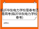 临沂华东电力学校是春考还是高考(临沂华东电力学校春考)