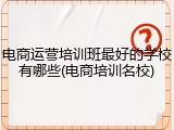 电商运营培训班最好的学校有哪些(电商培训名校)