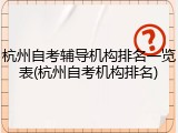 杭州自考辅导机构排名一览表(杭州自考机构排名)