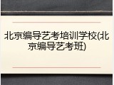 北京编导艺考培训学校(北京编导艺考班)