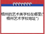 梧州的艺术类学校在哪里("梧州艺术学校地址")