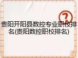 贵阳开阳县数控专业职校排名(贵阳数控职校排名)