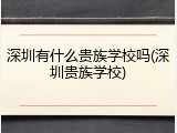 深圳有什么贵族学校吗(深圳贵族学校)