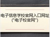 电子信息学校官网入口网址("电子校官网")