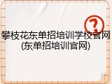 攀枝花东单招培训学校官网(东单招培训官网)