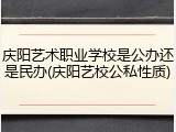 庆阳艺术职业学校是公办还是民办(庆阳艺校公私性质)
