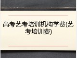 高考艺考培训机构学费(艺考培训费)