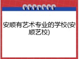 安顺有艺术专业的学校(安顺艺校)