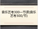 音乐艺考300一节课(音乐艺考300/节)