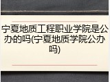 宁夏地质工程职业学院是公办的吗(宁夏地质学院公办吗)