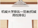 机械大学排名一览表(机械高校排名)