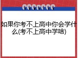 如果你考不上高中你会学什么(考不上高中学啥)