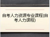 自考人力资源专业课程(自考人力课程)