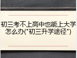 初三考不上高中也能上大学怎么办("初三升学途径")