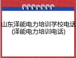 山东泽能电力培训学校电话(泽能电力培训电话)