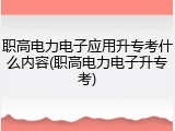 职高电力电子应用升专考什么内容(职高电力电子升专考)